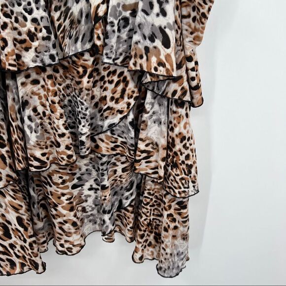 Avenue tank top blouse shirt cheetah animal print plus size 30 32 ruffle layers - Picture 3 of 8
